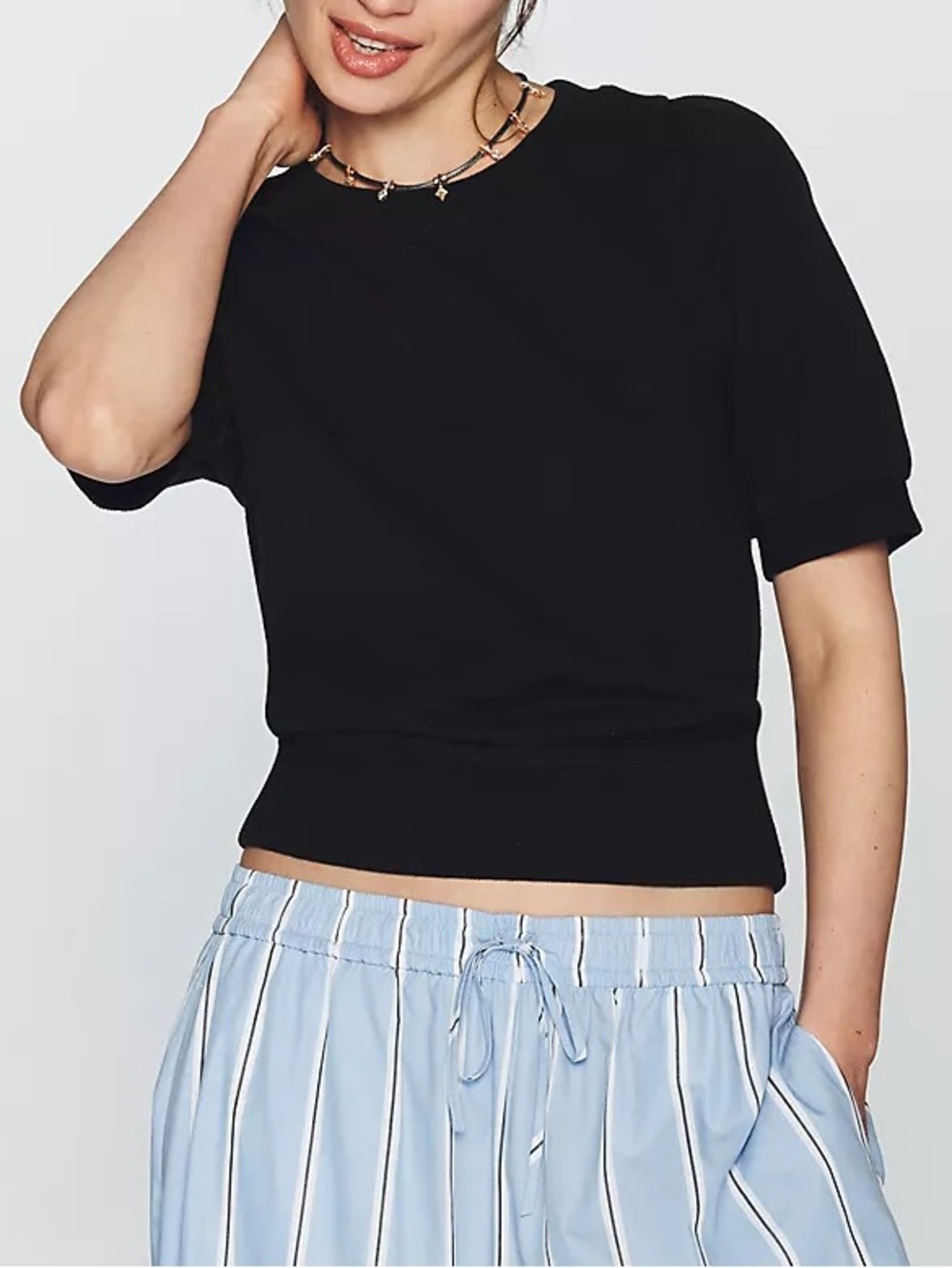 Anthropologie Maeve Puff-Sleeve Sweatshirt Tee : Medium